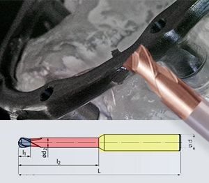 Picture of Versamill ax200/450/500(L) OEM Metal Tool D2.0xL18x55 Hardcut™ TiSiN Coated Flat Endmill.