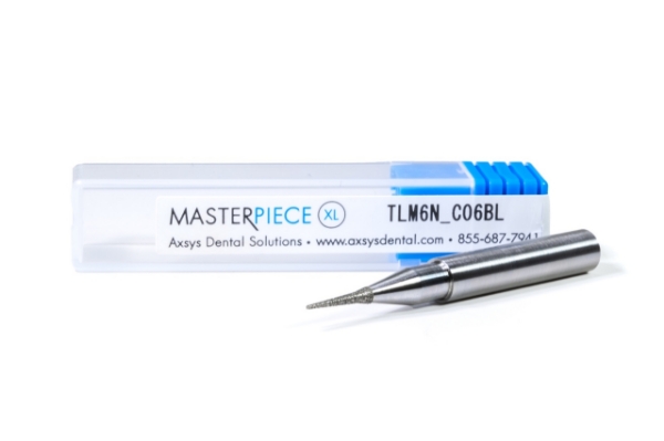 Picture of Versamill ax200/314/500/726/ai137 Masterpiece XL Glass Ceramic Tool D0.6xR0.3xLn8xLc8xOL50 Electroplated Diamond Coated Grinding Bur.